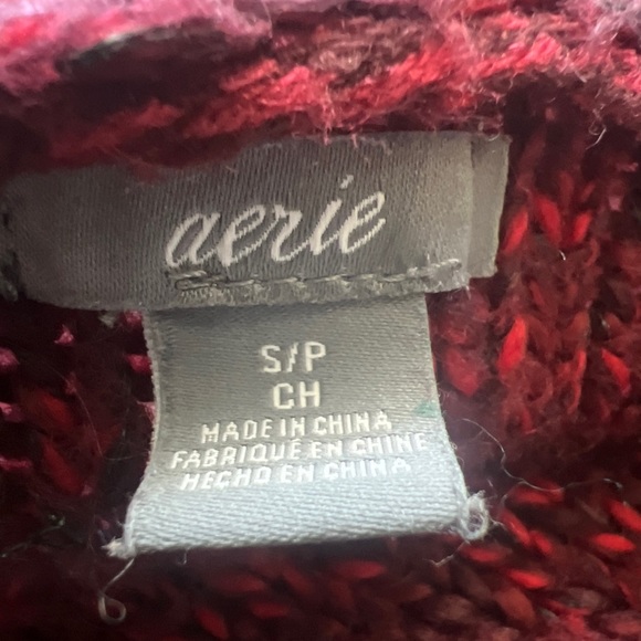 AERIE Dark Red Wool Blend Mid Length Waterfall Sweater Cardigan Small - Picture 5 of 6